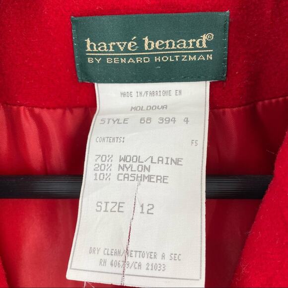 Red wool cashmere coat womens size 12 made in Moldova vintage - Picture 6 of 9